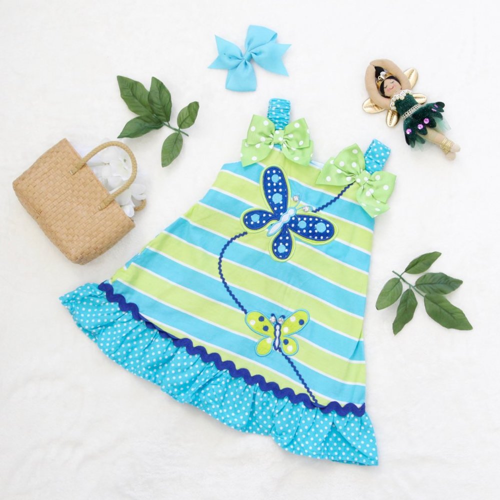 Blue and Green Butterfly Dress